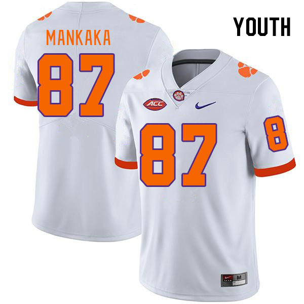 Youth #87 Michael Mankaka Clemson Tigers College Football Jerseys Stitched-White